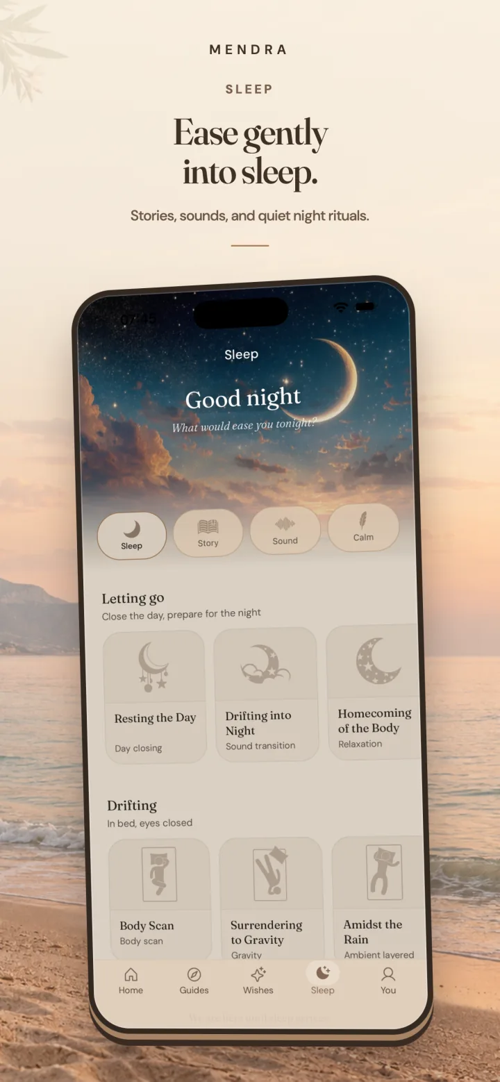 Sleep: bedtime stories, calming sounds and night practices